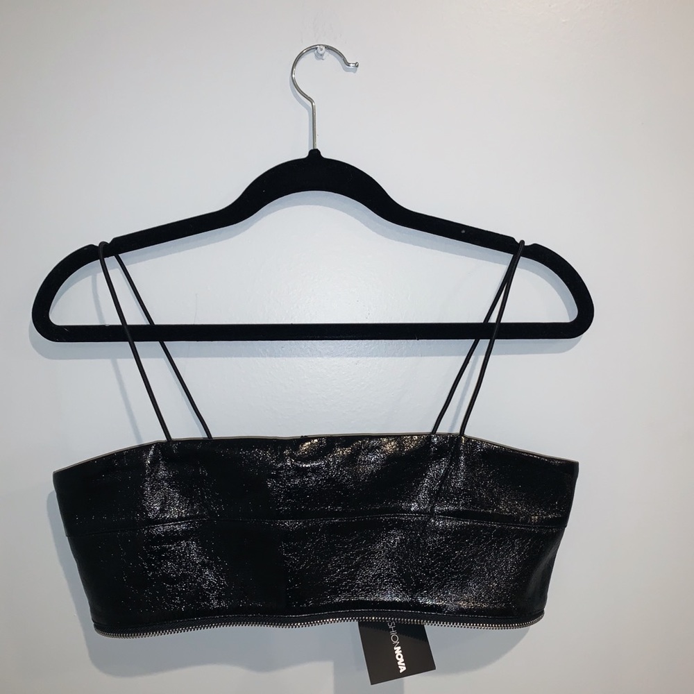 Faux leather crop top
